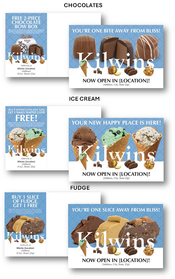 Kilwins NSO - Direct Mail Creative Options 3 Cards